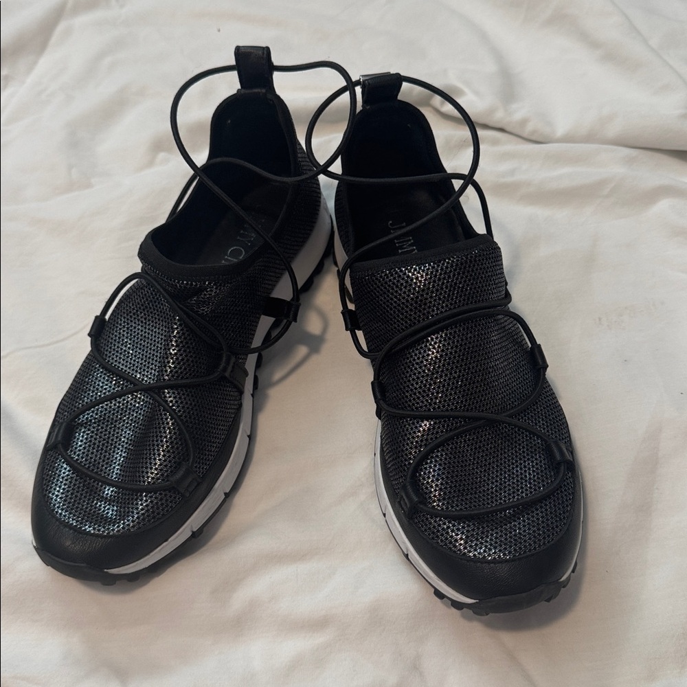 Jimmy Choo black Mesh shiny Sneakers 8.5